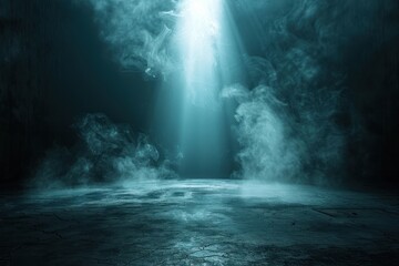 Obraz premium A dark room with a blue light shining on it