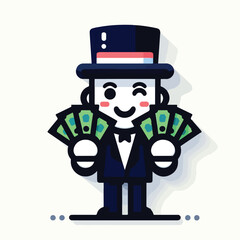 Vector image of a person holding a lot of money