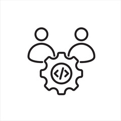 Human synergy icon collaboration in work vector , Vector organization black line symbol