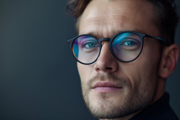 Photo of european man in glasses. Png high quality image. For banners and glasses shop advertising web banners and printing. 