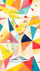 Obraz premium Fashion ice cream geometric pattern background, summer advertising template. Generative AI