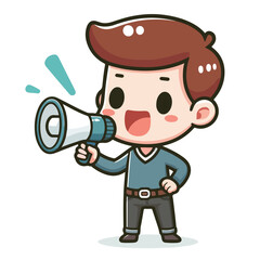 Obraz premium Vector image of person giving an announcement