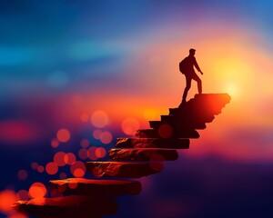 Employee gaining elevation through continued education and skill development, elevation, career upgrade