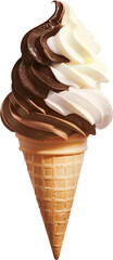 Chocolate ice cream cone isolated on transparent background. PNG