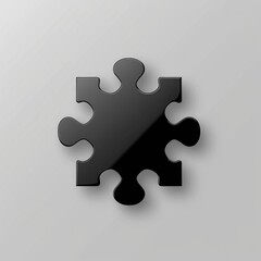 Obraz premium Single White Puzzle Piece Casts a Shadow on a Smooth Grey Surface - Generative AI
