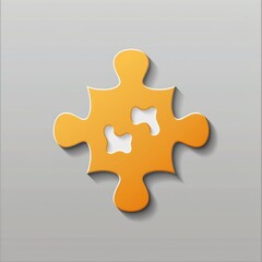 Obraz premium Single White Puzzle Piece Casts a Shadow on a Smooth Grey Surface - Generative AI