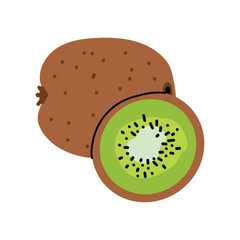 Kiwi. Vector illustration. White isolated background.