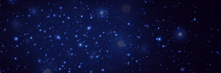 Realistic glow of the starry sky, Starry nights with bright sparkles. Magic dust particles.