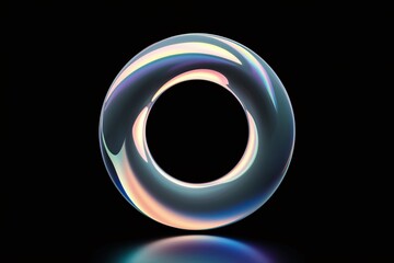 Glowing Iridescent Torus on Black Background