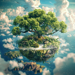 Arbre dans le ciel nuageux