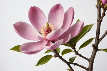 Obraz premium Pink magnolia flower isolated on white background with full depth of field
