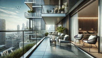 Contemporary Balcony with Modern Interior Design