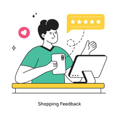 Shopping Feedback abstract concept vector in a flat style stock illustration