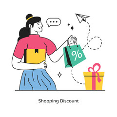 Shopping Discount abstract concept vector in a flat style stock illustration