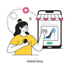 Mobile Shop abstract concept vector in a flat style stock illustration