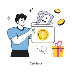 Cash back abstract concept vector in a flat style stock illustration