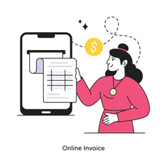 Online Invoice abstract concept vector in a flat style stock illustration