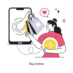 Buy Online abstract concept vector in a flat style stock illustration