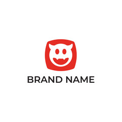 Fun playful devil logo vector for gaming recreation brand