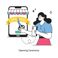 Opening Ceremony abstract concept vector in a flat style stock illustration