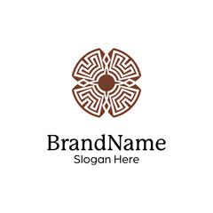 Abstract symmetric Mandala Pattern Logo Design Template