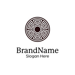 Abstract symmetric Mandala Pattern Logo Design Template