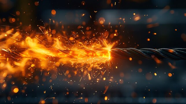 Closeup of an electric spark between two wires, energy ignition