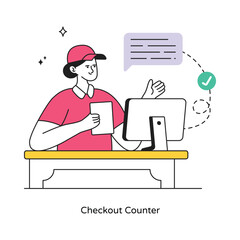 Checkout Counter abstract concept vector in a flat style stock illustration