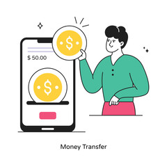 Money Transfer abstract concept vector in a flat style stock illustration