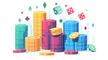 Fototapeta premium Graph showing probabilities in different casino games, Gambling strategy, statistical analysis