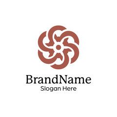 Abstract symmetric Mandala Pattern Logo Design Template