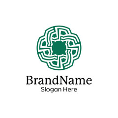 Abstract symmetric Mandala Pattern Logo Design Template