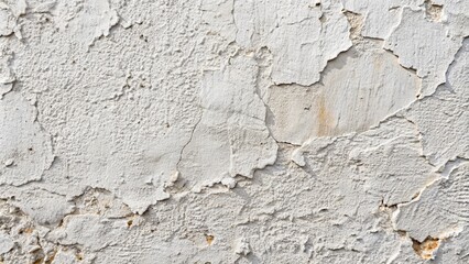 Rough-hewn white plaster fa?ade wall texture background with subtle cracks and weathered imperfections, ideal for urban or industrial design concepts.