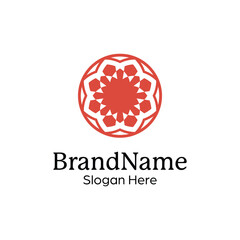 Abstract symmetric Mandala Pattern Logo Design Template