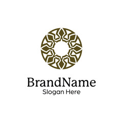 Abstract symmetric Mandala Pattern Logo Design Template