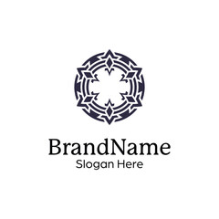 Abstract symmetric Mandala Pattern Logo Design Template