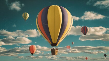 Fototapeta premium Cloud Voyagers: A Panorama of Floating Balloons..