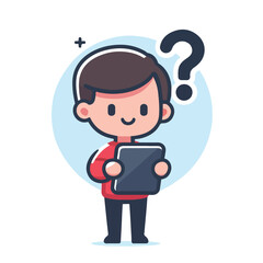 Vector image of a person carrying a tablet