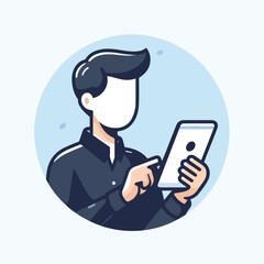 Vector image of a person carrying a tablet