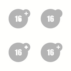 icon 16 + on a white background, on a vector illustration