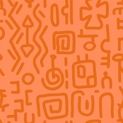 Abstract seamless pattern with shapes, drawn lines  cover for decoration fabric, textile, clothing, packaging, background, vector