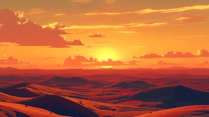 Sunset over a Desert Landscape