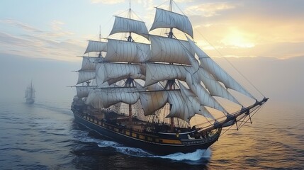 A sailboat peacefully floats on the calm water with majestic mountains in the background. The sky is filled with fluffy clouds, creating a picturesque natural landscape worthy of a painting
