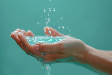 Fototapeta premium Hand Gel. Applying Disinfectant Gel for Hygienic Hand Cleansing