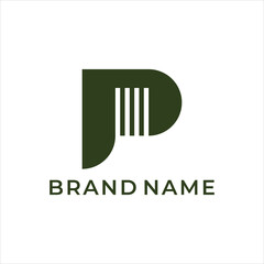 Luxury modern letter P fork logo for restaurant dining business brand
