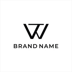 Creative modern elegant trendy unique artistic black color WT TW T W initial based letter icon logo.