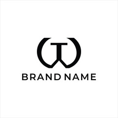 Obraz premium Creative modern elegant trendy unique artistic black color WT TW T W initial based letter icon logo.