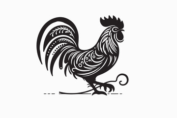 A vector silhouette image of a Chicken in white background.eps