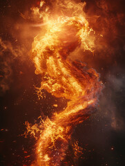 Fiery Whirlwind - A fiery whirlwind erupts against a dark backdrop, the flames swirling and twisting in a mesmerizing display of power and heat. - A fiery whirlwind erupts against a dark backdrop, the