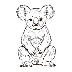 Hand Drawing Koala Bear Engraved Vector Illustration